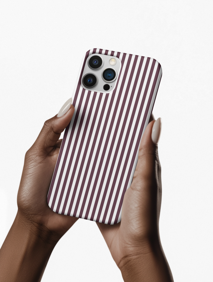 Tough Premium Burgundy Stripes Phone Case Gift for Her - For Apple iPhone 16 Pro Max 16e iPhone 15 Pro iPhone Iphone 14 Plus 13 Pro 12 SE XR
