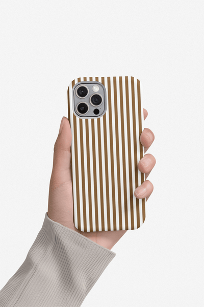 Slim Mocca Brown Striped Cute Phone Case for Iphone 16 - | iPhone 15 Pro Max Case | iPhone 14 Case Iphone 13 12 11 10 9 8 7 XS X Gift for Her - Studio40ParkLane