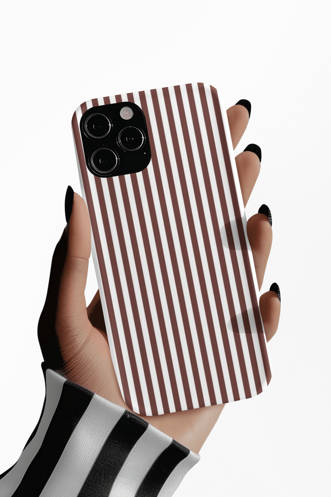 Slim Chocolate Brown Striped Cute Phone Case for Iphone 16 - | iPhone 15 Pro Max Case | iPhone 14 Case Iphone 13 12 11 10 9 8 7 Gift for Her - Studio40ParkLane