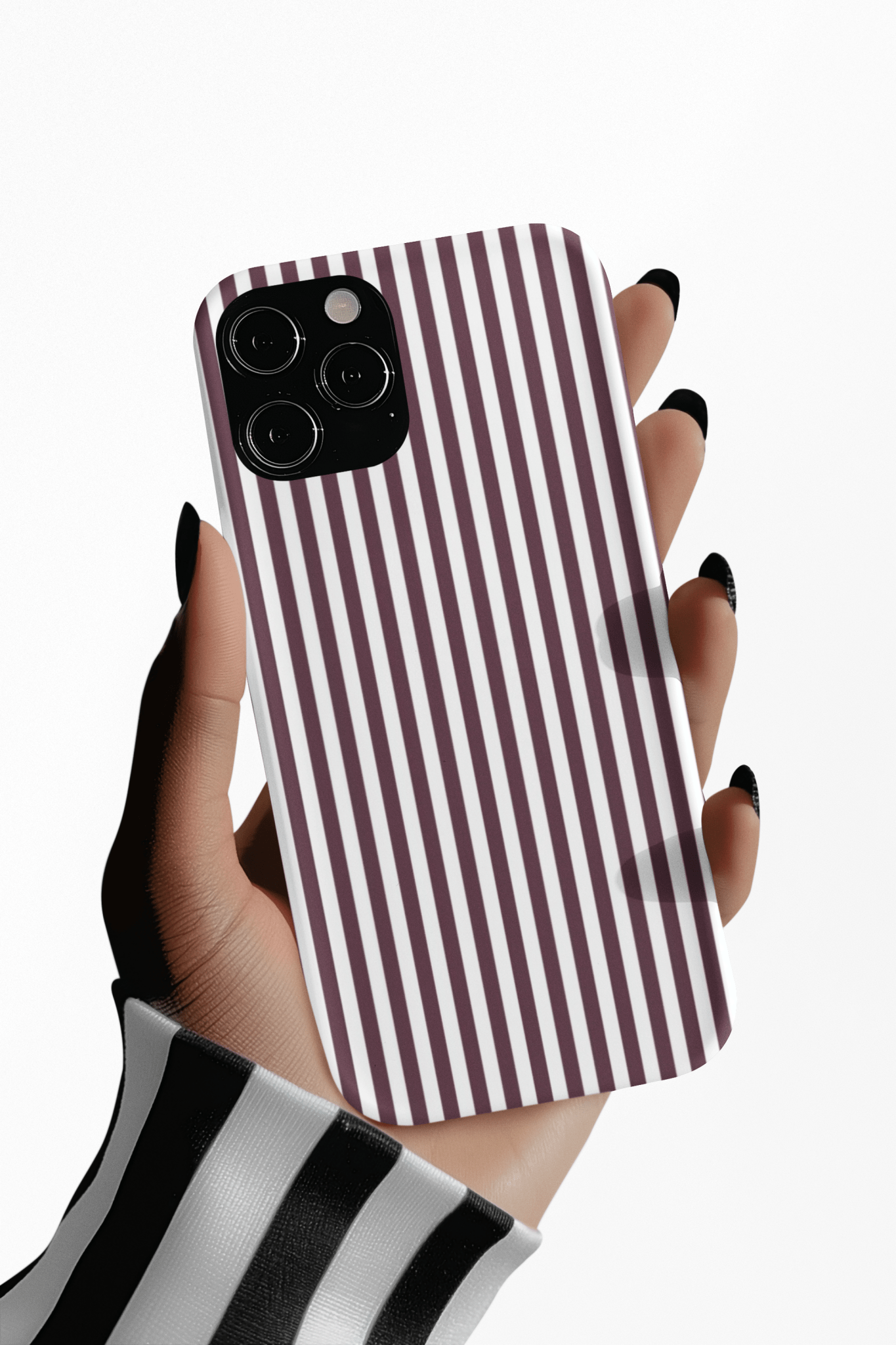 Slim Burgundy Wine Striped Cute Phone Case for Iphone 16 - | iPhone 15 Pro Max Case | iPhone 14 Case Iphone 13 12 11 10 9 8 7 Gift for Her - Studio40ParkLane