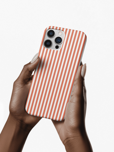 Slim Red Winter Peach Striped Cute Phone Case for Iphone 16 - | iPhone 15 Pro Max Case | iPhone 14 Case 13 12 11 10 9 8 7 X XS Gift for Her - Studio40ParkLane