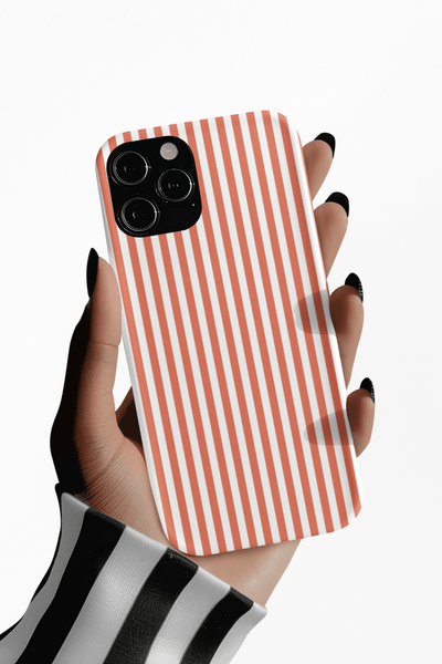 Slim Red Winter Peach Striped Cute Phone Case for Iphone 16 - | iPhone 15 Pro Max Case | iPhone 14 Case 13 12 11 10 9 8 7 X XS Gift for Her - Studio40ParkLane