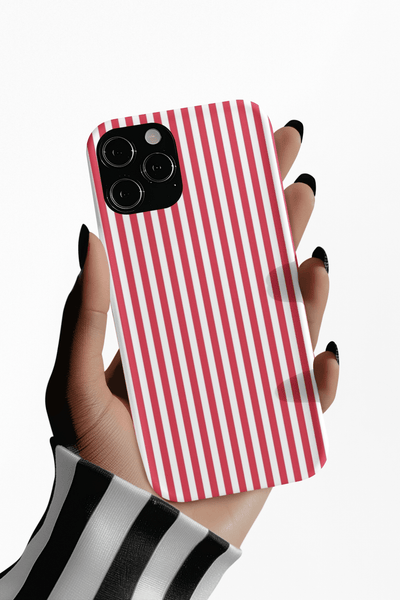 Slim Red Winterberry Striped Cute Phone Case for Iphone 16 - | iPhone 15 Pro Max Case | iPhone 14 Case 13 12 11 10 9 8 7 X XS Gift for Her - Studio40ParkLane