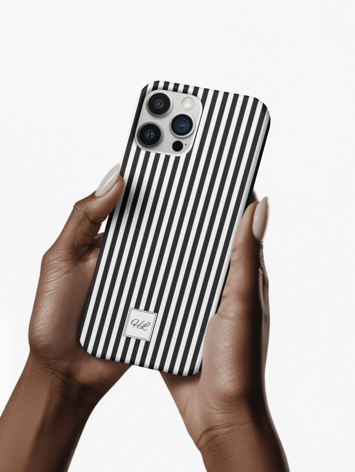 Slim Custom Personalized Black White Striped Phone Case for Iphone 16 - | iPhone 15 Pro Max Case | iPhone 14 Case Iphone 13 12 11 10 9 8 - Studio40ParkLane