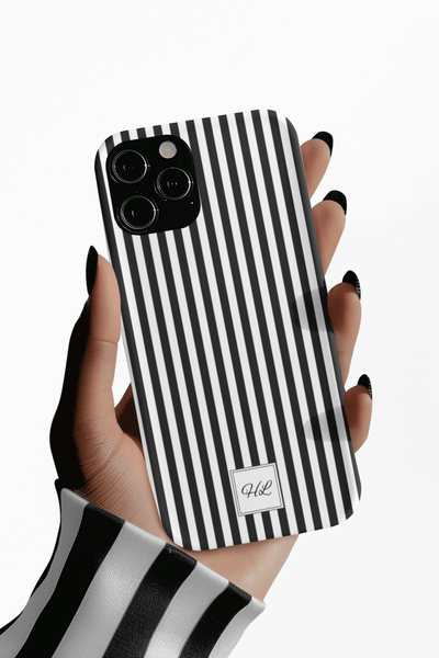 Slim Custom Personalized Black White Striped Phone Case for Iphone 16 - | iPhone 15 Pro Max Case | iPhone 14 Case Iphone 13 12 11 10 9 8 - Studio40ParkLane