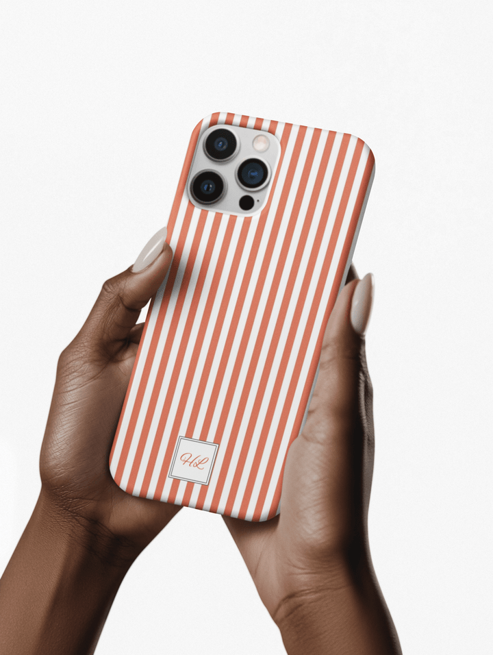 Slim Custom Personalized Winter Peach Striped Phone Case for Iphone 17 - | iPhone 16 Pro Max Case | iPhone 15 Case Iphone 14 13 12 11 10 9 8 - Studio40ParkLane