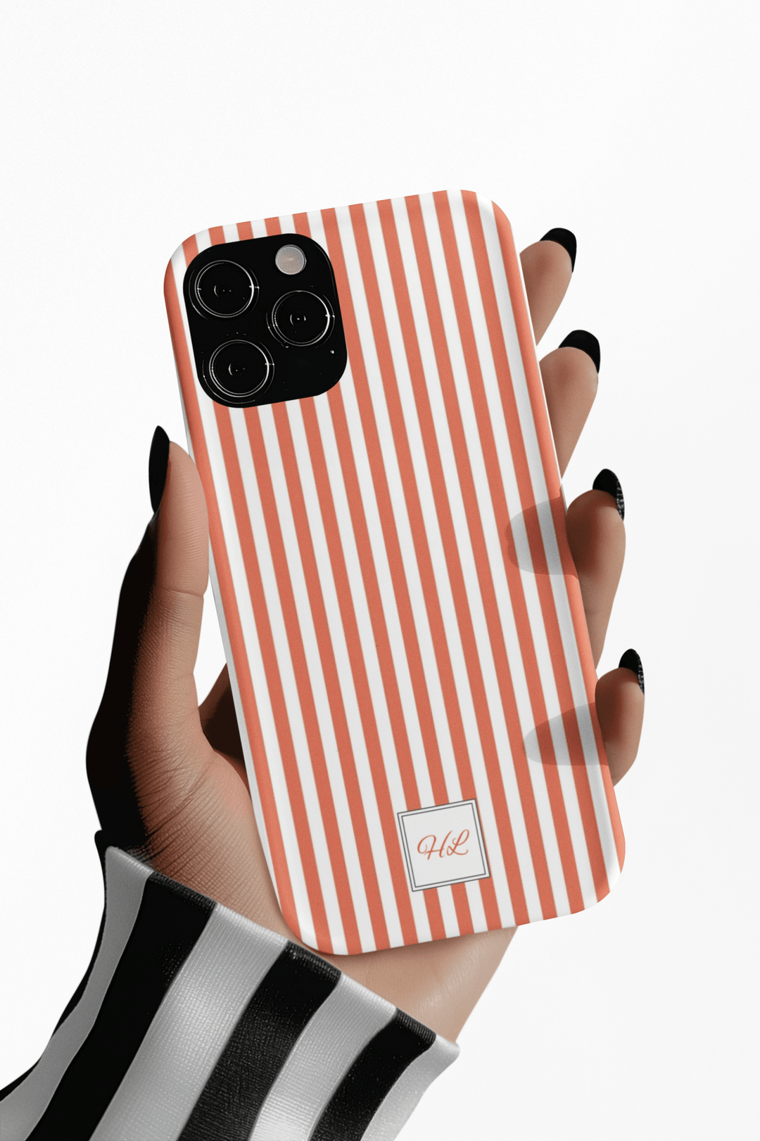 Slim Custom Personalized Winter Peach Striped Phone Case for Iphone 17 - | iPhone 16 Pro Max Case | iPhone 15 Case Iphone 14 13 12 11 10 9 8 - Studio40ParkLane