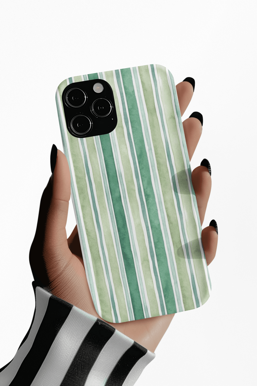 Aesthetic Tough Magsafe Green Stripes Watercolor Phone Case - For iPhone 17 Pro Max iPhone 16 Pro iPhone 15 Iphone 14 Plus 13 Pro 12 11 10 - Studio40ParkLane