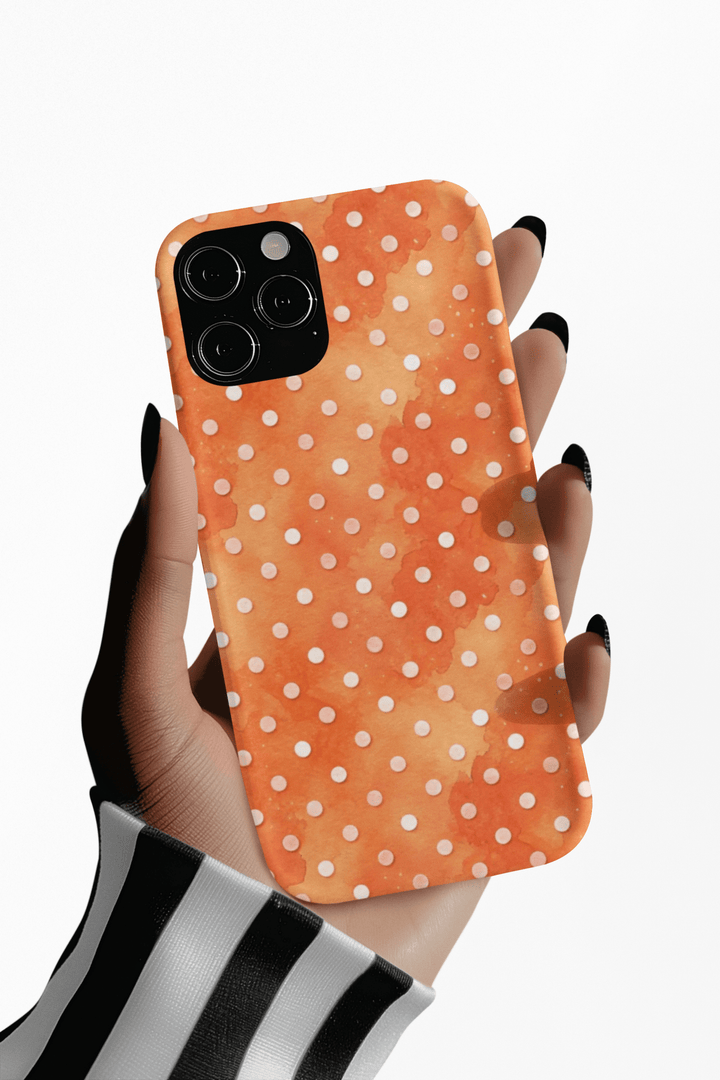 Aesthetic Tough Orange Polka Dots Watercolor Phone Case - For iPhone 17 Pro Max iPhone 16 Pro iPhone 15 Iphone 14 Plus 13 Pro 12 11 10 XR - Studio40ParkLane