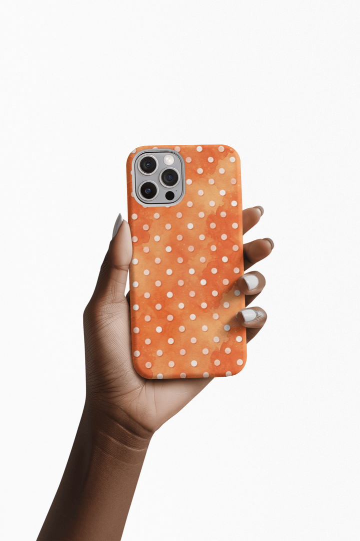 Aesthetic Tough Orange Polka Dots Watercolor Phone Case - For iPhone 17 Pro Max iPhone 16 Pro iPhone 15 Iphone 14 Plus 13 Pro 12 11 10 XR - Studio40ParkLane