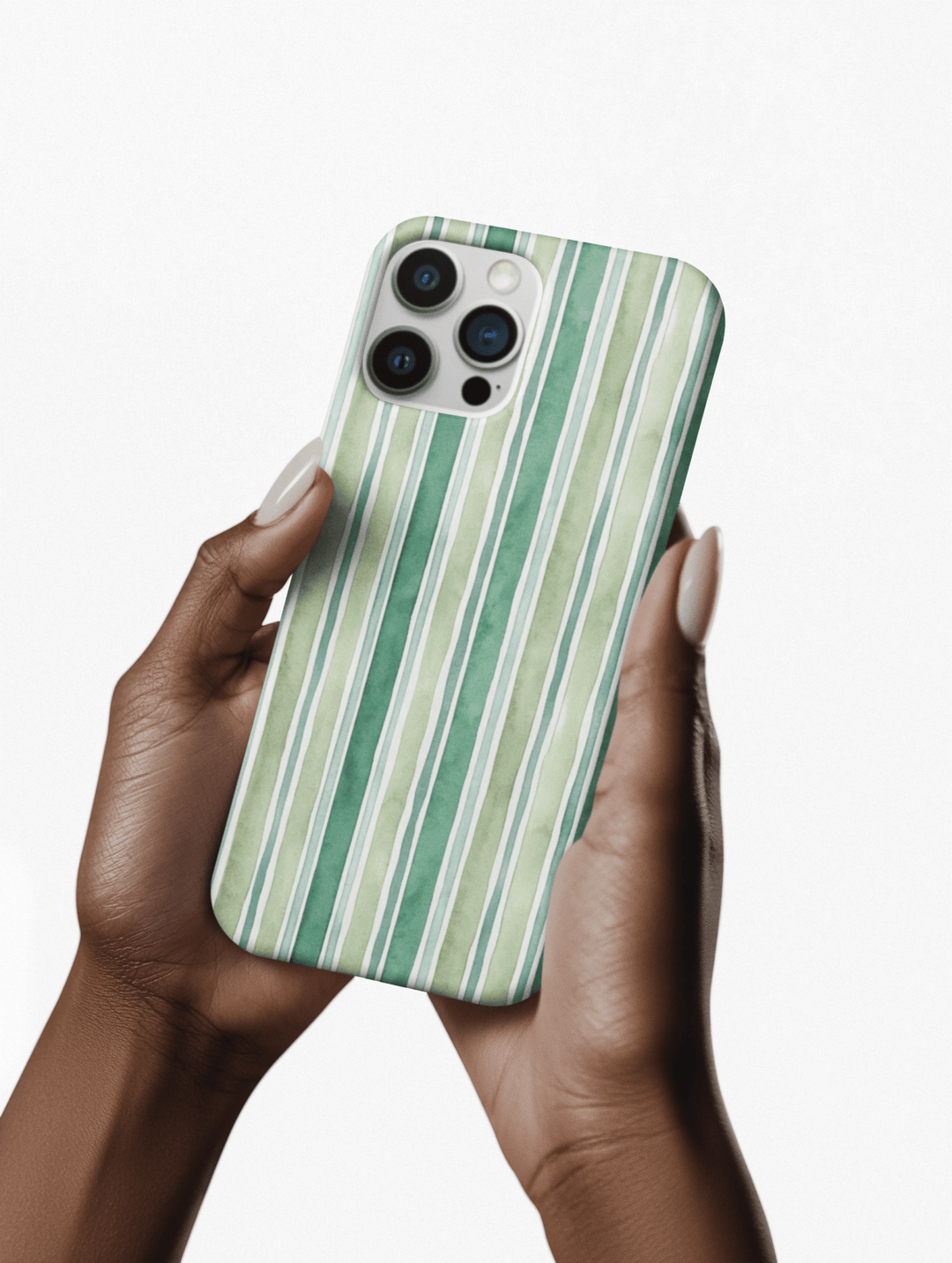 Aesthetic Tough Green Watercolor Stripes Premium Phone Case - For iPhone 17 Pro Max iPhone 16 Pro iPhone 15 Iphone 14 Plus 13 Pro 12 11 10 - Studio40ParkLane