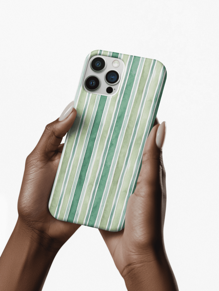 Aesthetic Tough Green Watercolor Stripes Premium Phone Case - For iPhone 17 Pro Max iPhone 16 Pro iPhone 15 Iphone 14 Plus 13 Pro 12 11 10 - Studio40ParkLane