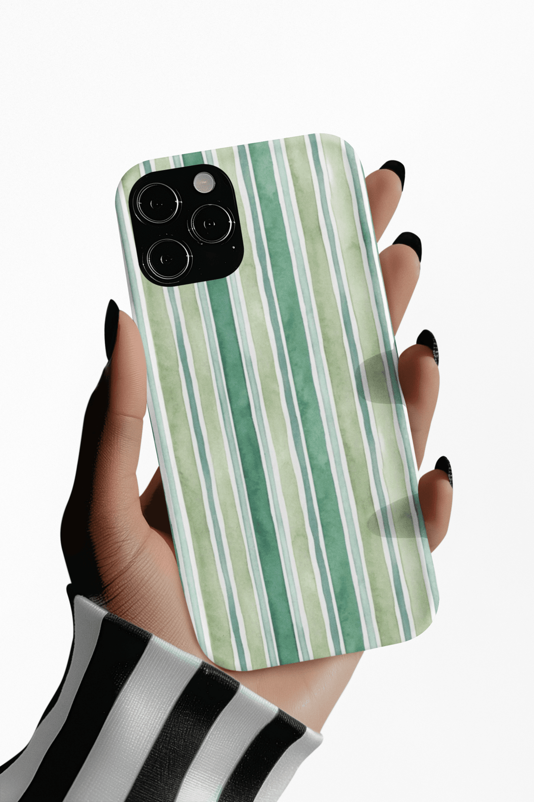 Aesthetic Tough Green Watercolor Stripes Premium Phone Case - For iPhone 17 Pro Max iPhone 16 Pro iPhone 15 Iphone 14 Plus 13 Pro 12 11 10 - Studio40ParkLane