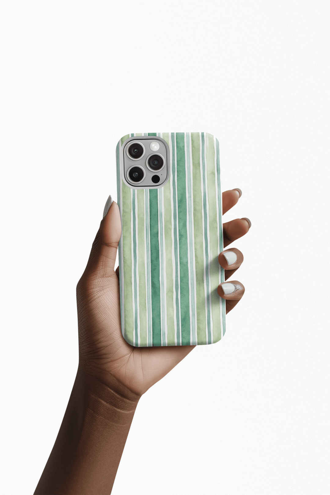 Aesthetic Tough Green Watercolor Stripes Premium Phone Case - For iPhone 17 Pro Max iPhone 16 Pro iPhone 15 Iphone 14 Plus 13 Pro 12 11 10 - Studio40ParkLane