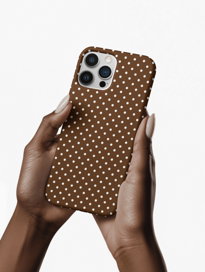 Aesthetic Tough Mocha Brown Polka Dots Premium Phone Case - For iPhone 17 Pro Max iPhone 16 Pro iPhone 15 Iphone 14 Plus 13 Pro 12 11 10 - Studio40ParkLane