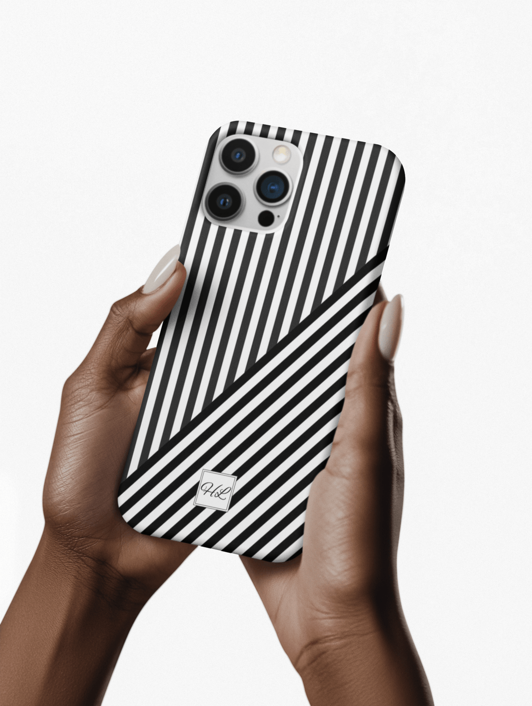 Custom Personalized Aesthetic Stripes Black White Tough Phone Case - For iPhone 17 Pro Max iPhone 16 Pro iPhone 15 Iphone 14 Plus 13 12 11 - Studio40ParkLane