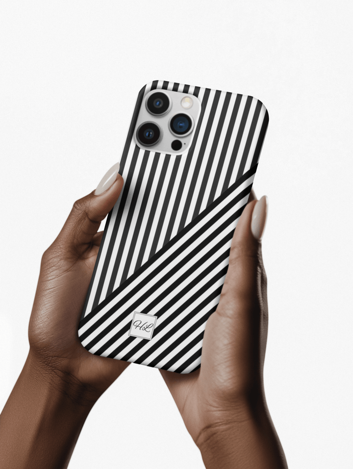 Custom Personalized Aesthetic Stripes Black White Tough Phone Case - For iPhone 17 Pro Max iPhone 16 Pro iPhone 15 Iphone 14 Plus 13 12 11 - Studio40ParkLane