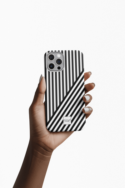 Custom Personalized Aesthetic Stripes Black White Tough Phone Case - For iPhone 17 Pro Max iPhone 16 Pro iPhone 15 Iphone 14 Plus 13 12 11 - Studio40ParkLane