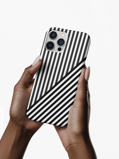 Aesthetic Black White Stripes Cute Phone Case Sleek Snap - For iPhone 17 Pro Max iPhone 16 Pro iPhone 15 Iphone 14 Plus 13 Pro 12 11 10 Gift