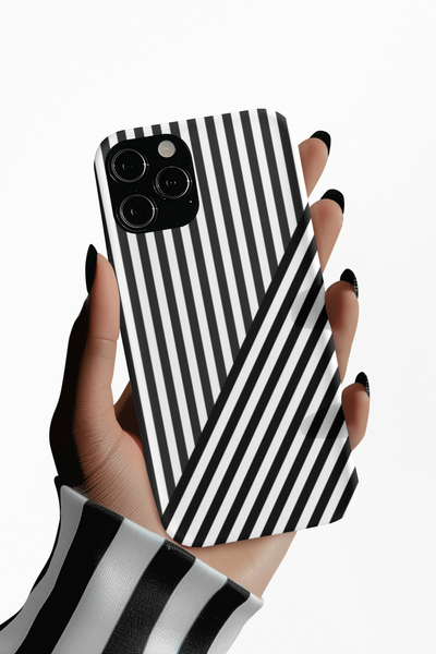 Aesthetic Black White Stripes Cute Phone Case Sleek Snap - For iPhone 17 Pro Max iPhone 16 Pro iPhone 15 Iphone 14 Plus 13 Pro 12 11 10 Gift