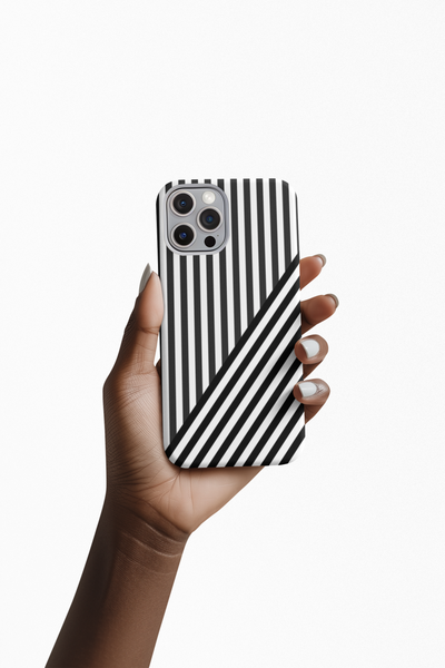 Aesthetic Black White Stripes Cute Phone Case Sleek Snap - For iPhone 17 Pro Max iPhone 16 Pro iPhone 15 Iphone 14 Plus 13 Pro 12 11 10 Gift
