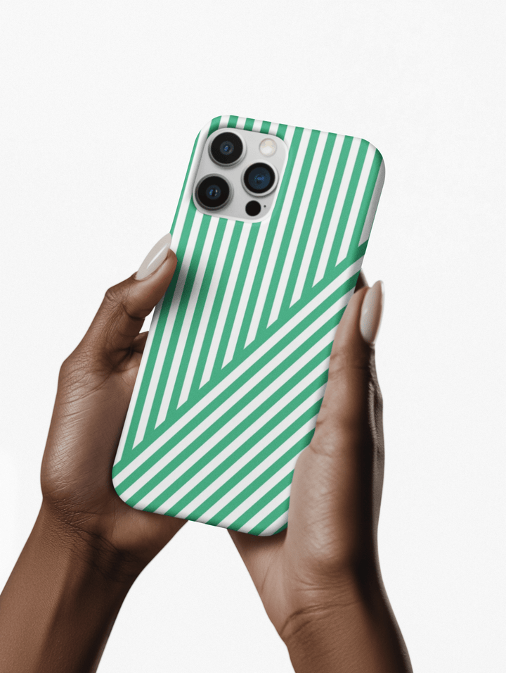 Aesthetic Emerald Stripes Cute Phone Case Sleek Snap - For iPhone 17 Pro Max iPhone 16 Pro iPhone 15 Iphone 14 Plus 13 Pro 12 11 10 Gift - Studio40ParkLane