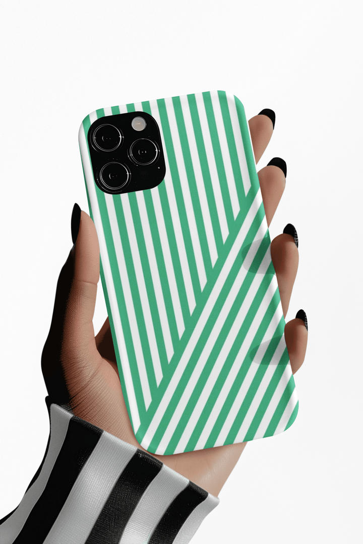 Aesthetic Emerald Stripes Cute Phone Case Sleek Snap - For iPhone 17 Pro Max iPhone 16 Pro iPhone 15 Iphone 14 Plus 13 Pro 12 11 10 Gift - Studio40ParkLane