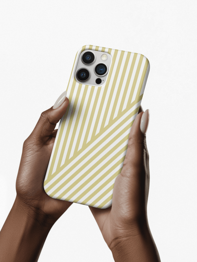 Aesthetic Yellow Beige Stripes Cute Phone Case Sleek Snap - For iPhone 17 Pro Max iPhone 16 Pro iPhone 15 Iphone 14 Plus 13 Pro 12 11 10 Gift - Studio40ParkLane