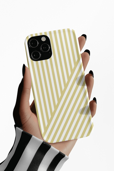 Aesthetic Yellow Beige Stripes Cute Phone Case Sleek Snap - For iPhone 17 Pro Max iPhone 16 Pro iPhone 15 Iphone 14 Plus 13 Pro 12 11 10 Gift - Studio40ParkLane