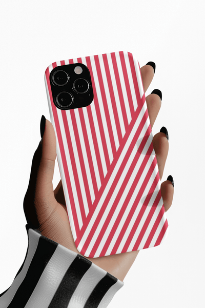 Aesthetic Winterberry Red Stripes Cute Phone Case Sleek Snap - For iPhone 17 Pro Max iPhone 16 Pro iPhone 15 Iphone 14 Plus 13 Pro 12 11 10 Gift - Studio40ParkLane