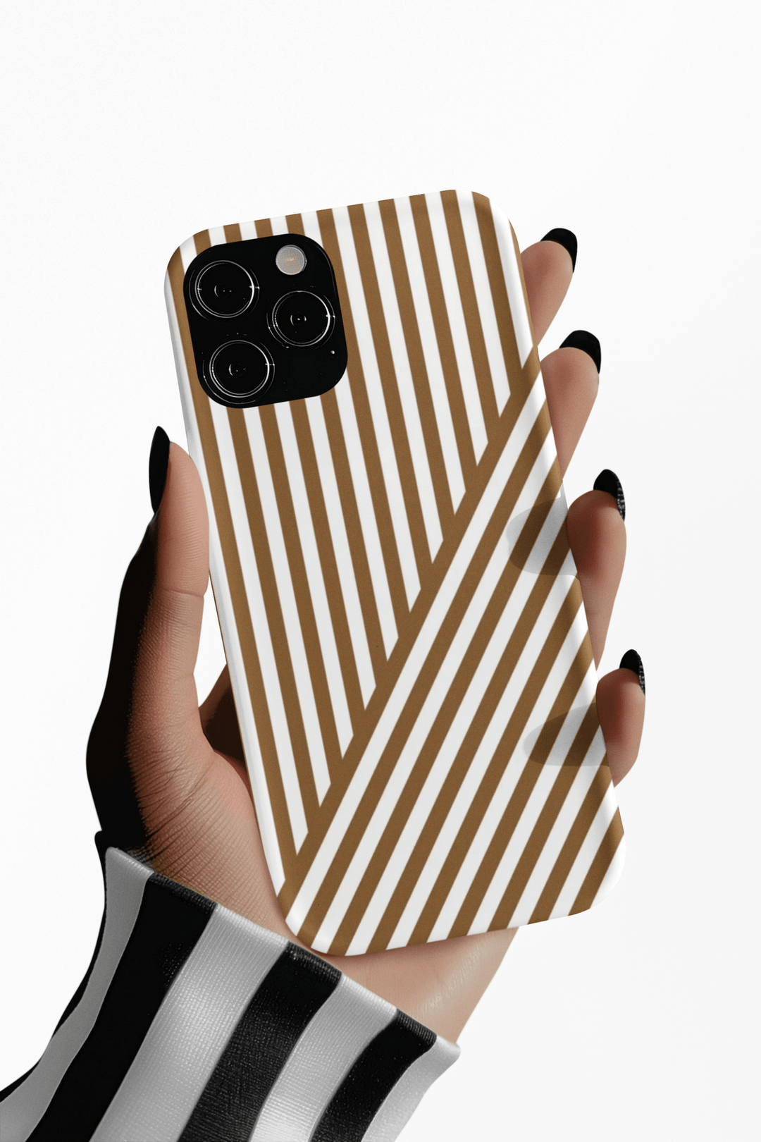 Aesthetic Mocha Brown Stripes Cute Phone Case Sleek Snap - For iPhone 17 Pro Max iPhone 16 Pro iPhone 15 Iphone 14 Plus 13 Pro 12 11 10 Gift - Studio40ParkLane