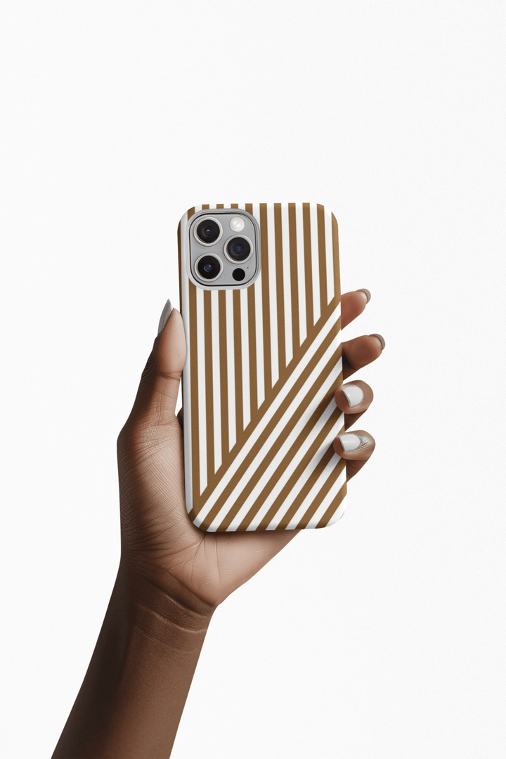 Aesthetic Mocha Brown Stripes Cute Phone Case Sleek Snap - For iPhone 17 Pro Max iPhone 16 Pro iPhone 15 Iphone 14 Plus 13 Pro 12 11 10 Gift - Studio40ParkLane