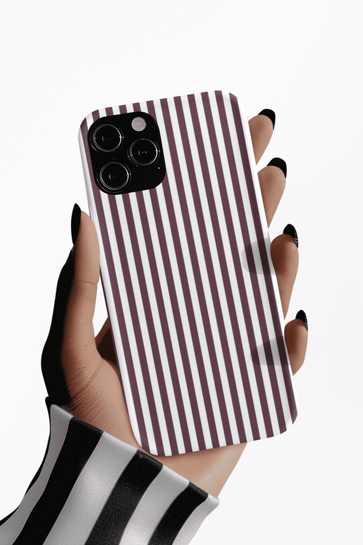 Tough Premium Burgundy Stripes Phone Case Gift for Her - For Apple iPhone 16 Pro Max 16e iPhone 15 Pro iPhone Iphone 14 Plus 13 Pro 12 SE XR - Studio40ParkLane