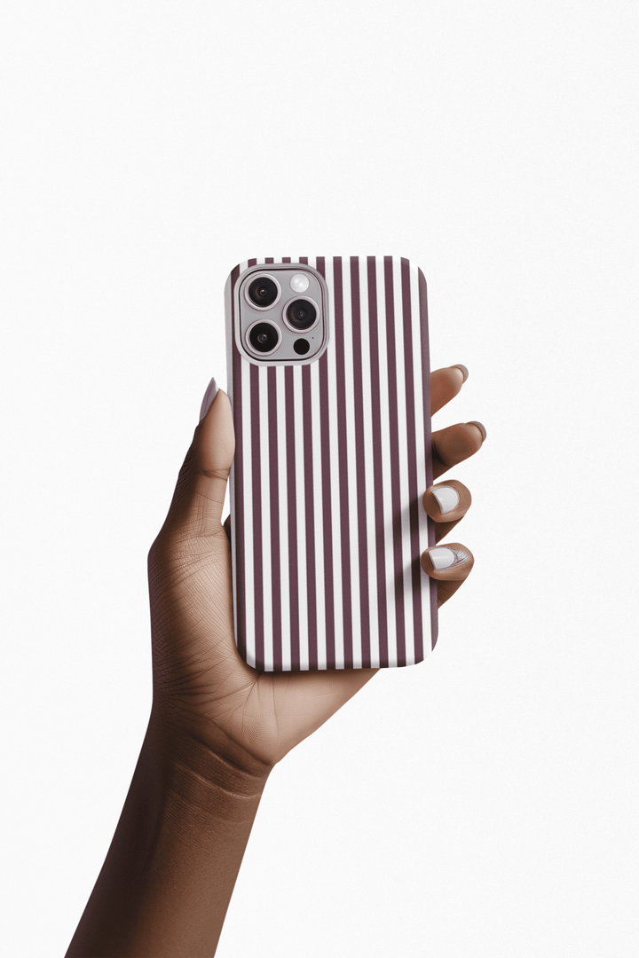 Tough Premium Burgundy Stripes Phone Case Gift for Her - For Apple iPhone 16 Pro Max 16e iPhone 15 Pro iPhone Iphone 14 Plus 13 Pro 12 SE XR - Studio40ParkLane