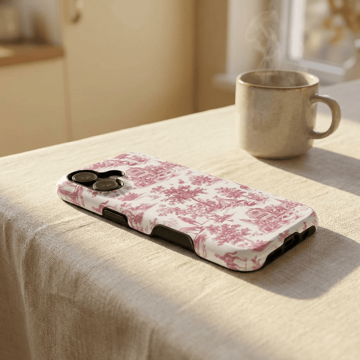 French Pink Toile Magsafe Cute Phone Case for Iphone and Samsung Galaxy - Studio40ParkLane