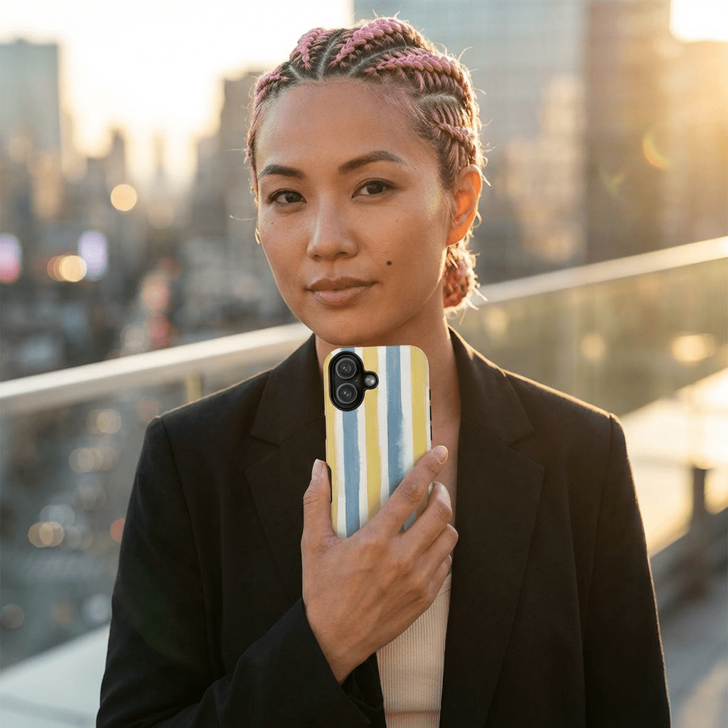 Tough Cute Yellow Stripes Phone Case, for IPhone 17 Pro Max | Iphone 17 Air, Iphone 16, IPhone 15, 14 13 12, Samsung Galaxy S26, S25, S24, S23 - Studio40ParkLane