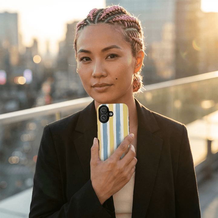 Tough Cute Yellow Stripes Phone Case, for IPhone 17 Pro Max | Iphone 17 Air, Iphone 16, IPhone 15, 14 13 12, Samsung Galaxy S26, S25, S24, S23 - Studio40ParkLane
