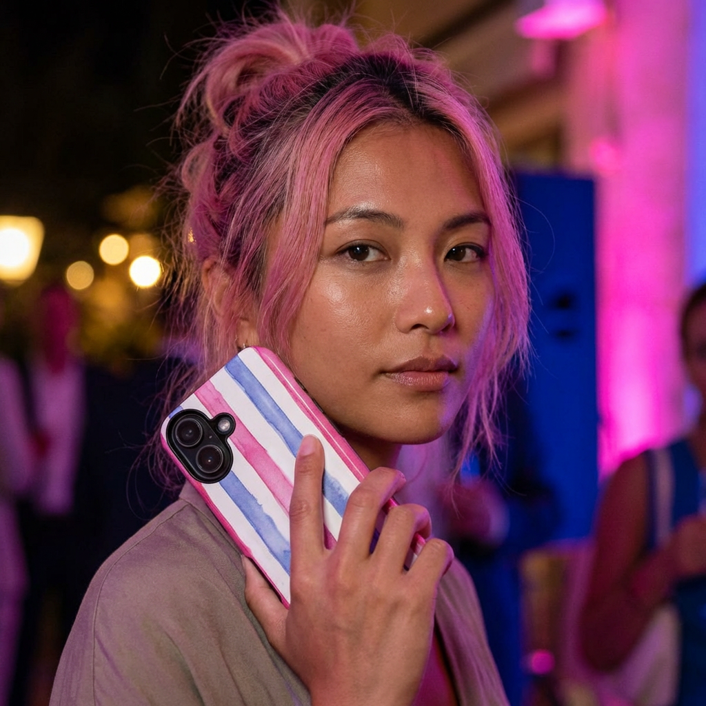 Tough Cute Pink Blue Stripes Phone Case, for IPhone 17 Pro Max | Iphone 17 Air, Iphone 16, IPhone 15, 14 13 12, Samsung Galaxy S26, S25, S24, S23 - Studio40ParkLane