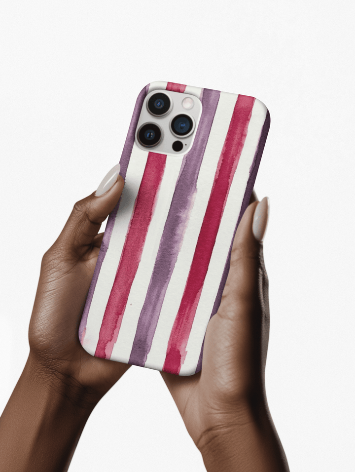 Tough Cute Wine Red Purple Stripes Phone Case, for IPhone 17 Pro Max | Iphone 17 Air, Iphone 16, IPhone 15, 14 13 12, Samsung Galaxy S26, S25, S24, S23 - Studio40ParkLane