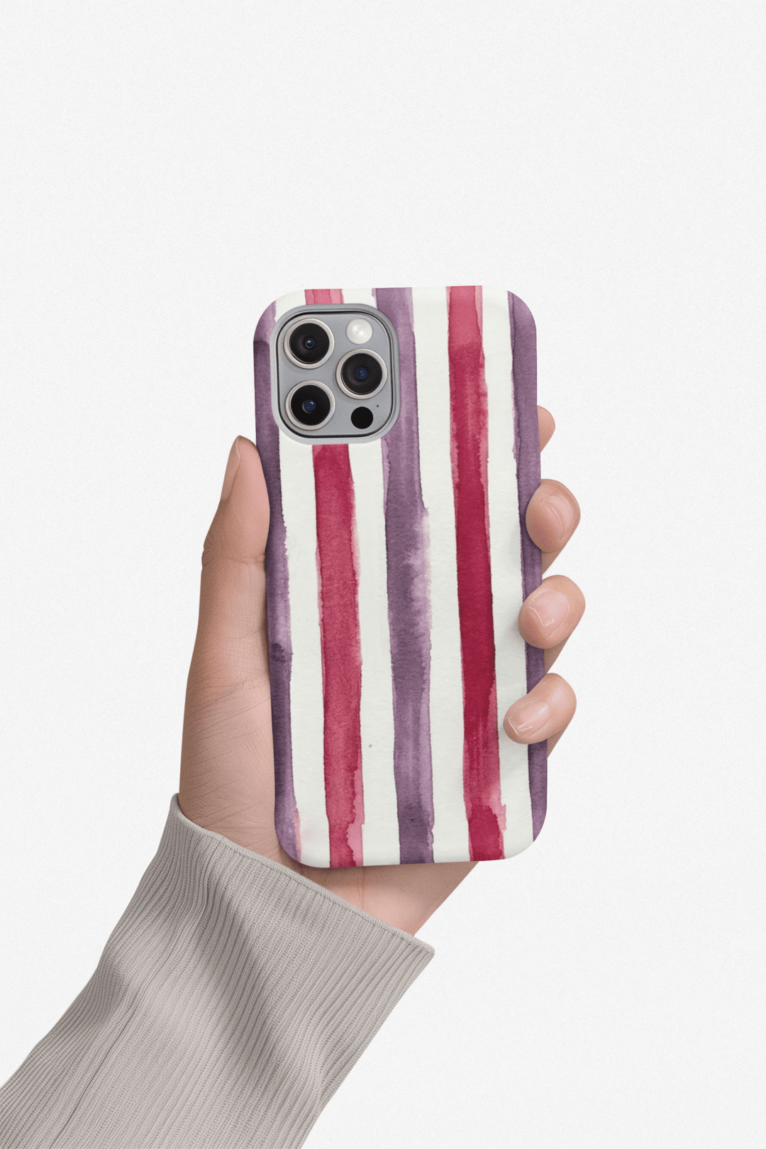 Tough Cute Wine Red Purple Stripes Phone Case, for IPhone 17 Pro Max | Iphone 17 Air, Iphone 16, IPhone 15, 14 13 12, Samsung Galaxy S26, S25, S24, S23 - Studio40ParkLane