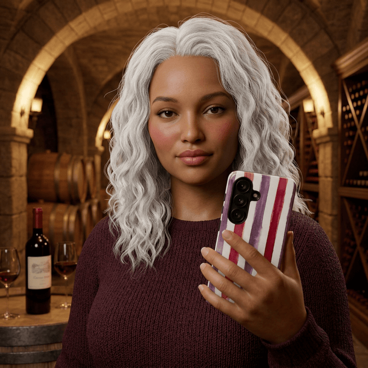 Tough Cute Wine Red Purple Stripes Phone Case, for IPhone 17 Pro Max | Iphone 17 Air, Iphone 16, IPhone 15, 14 13 12, Samsung Galaxy S26, S25, S24, S23 - Studio40ParkLane
