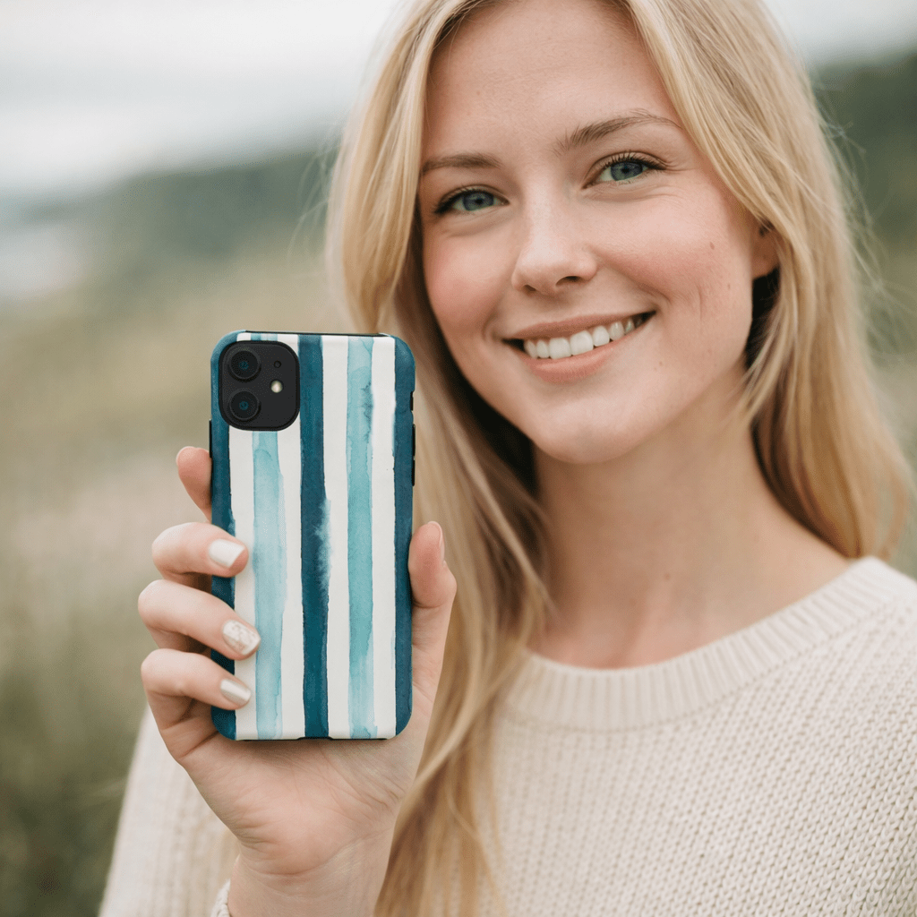 Tough Cute Green Stripes Phone Case, for IPhone 17 Pro Max | Iphone 17 Air, Iphone 16, IPhone 15, 14 13 12, Samsung Galaxy S26, S25, S24, S23 - Studio40ParkLane