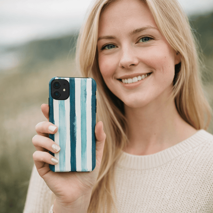 Tough Cute Green Stripes Phone Case, for IPhone 17 Pro Max | Iphone 17 Air, Iphone 16, IPhone 15, 14 13 12, Samsung Galaxy S26, S25, S24, S23 - Studio40ParkLane