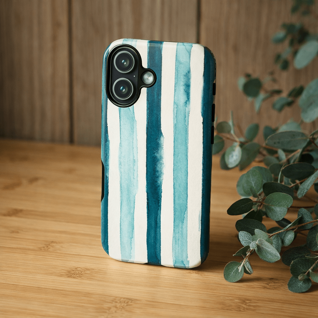 Tough Cute Green Stripes Phone Case, for IPhone 17 Pro Max | Iphone 17 Air, Iphone 16, IPhone 15, 14 13 12, Samsung Galaxy S26, S25, S24, S23 - Studio40ParkLane