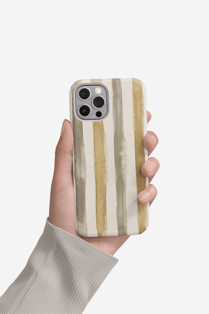 Tough Cute Brown Beige Stripes Phone Case, for IPhone 17 Pro Max | Iphone 17 Air, Iphone 16, IPhone 15, 14 13 12, Samsung Galaxy S26, S25, S24, S23 - Studio40ParkLane