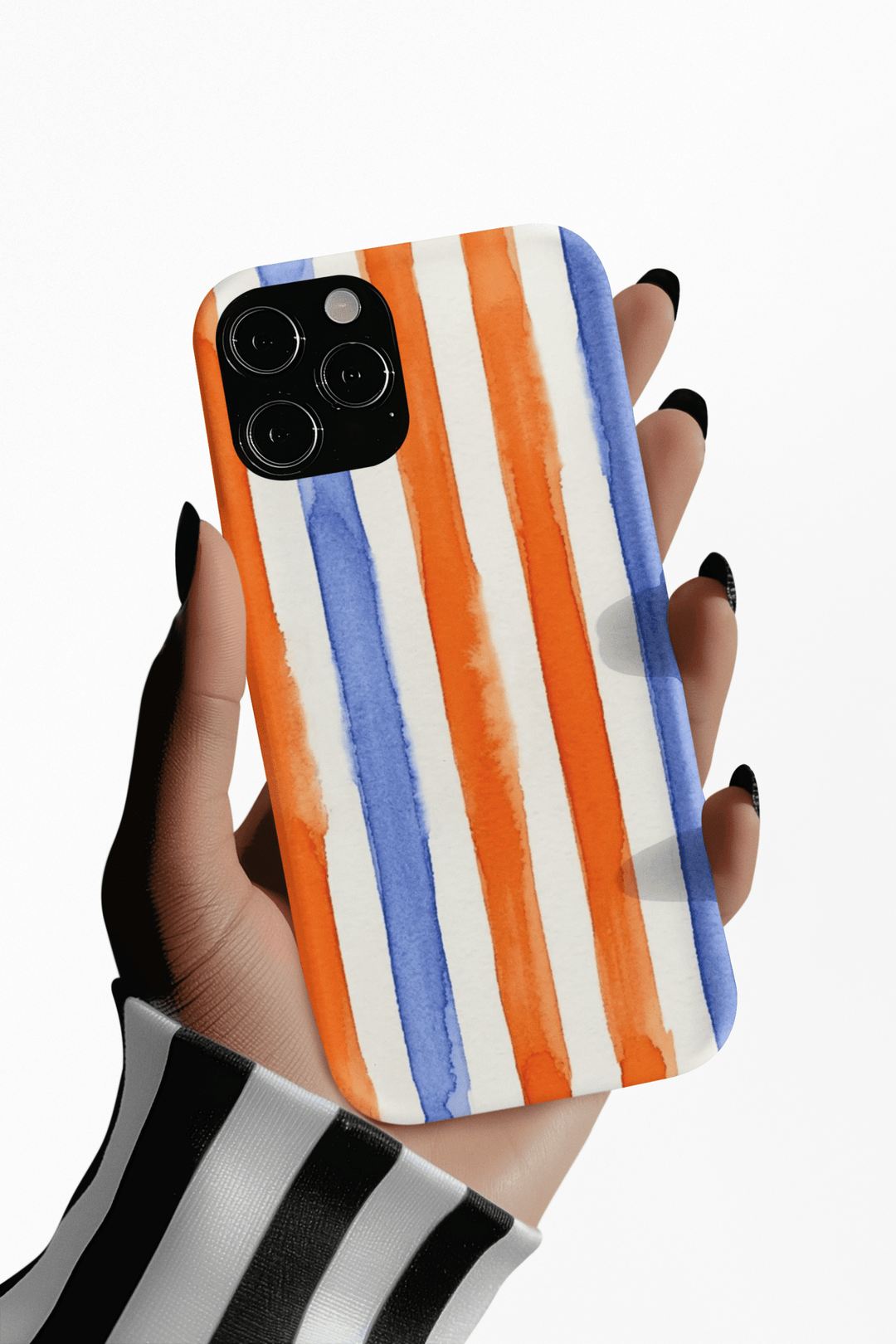 Tough Cute Blue Orange Stripes Phone Case, for IPhone 17 Pro Max | Iphone 17 Air, Iphone 16, IPhone 15, 14 13 12, Samsung Galaxy S26, S25, S24, S23 - Studio40ParkLane