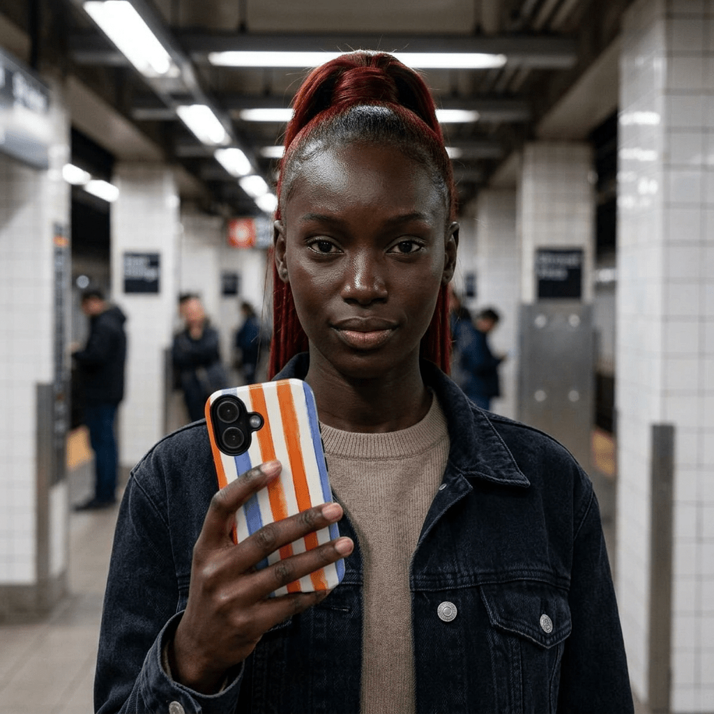 Tough Cute Blue Orange Stripes Phone Case, for IPhone 17 Pro Max | Iphone 17 Air, Iphone 16, IPhone 15, 14 13 12, Samsung Galaxy S26, S25, S24, S23 - Studio40ParkLane