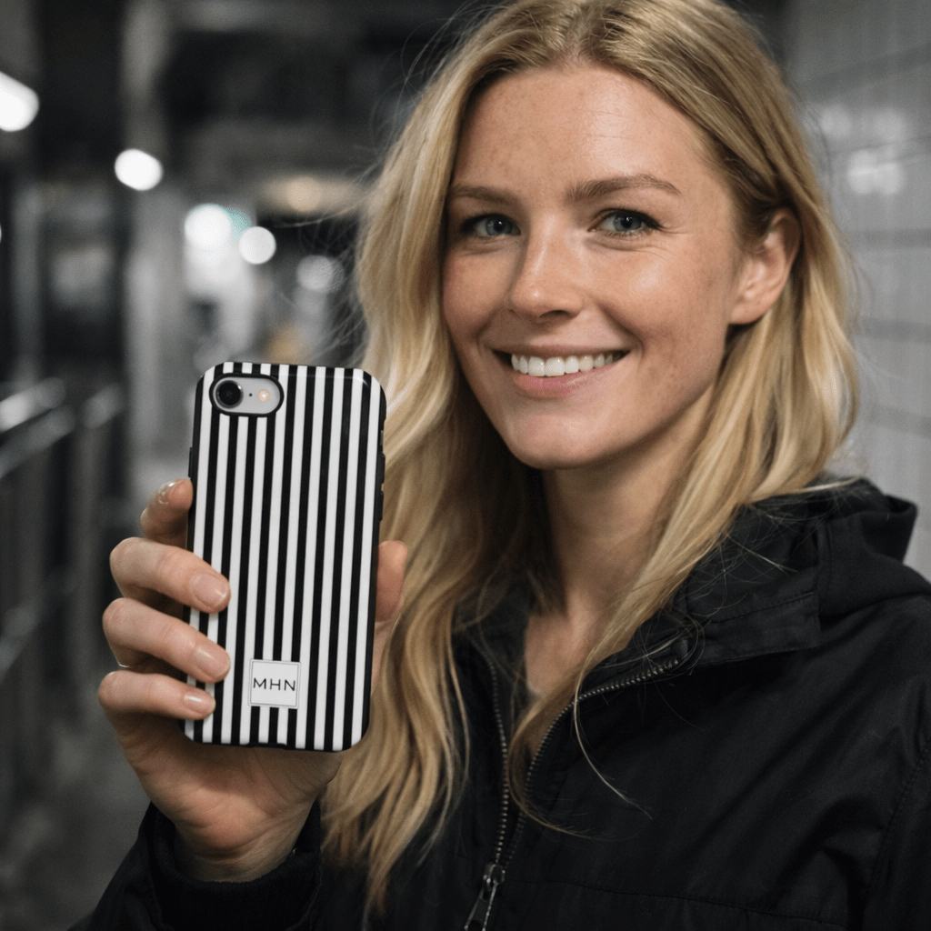 Custom Personalized Black White Striped Magsafe Phone Case for Iphone 17 - | iPhone 16 Pro Max Case | iPhone 15 Case Iphone 14 13 12 11 10 - Studio40ParkLane