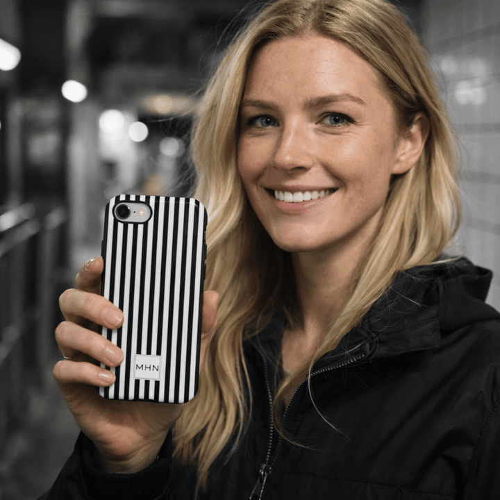 Custom Personalized Black White Striped Magsafe Phone Case for Iphone 17 - | iPhone 16 Pro Max Case | iPhone 15 Case Iphone 14 13 12 11 10 - Studio40ParkLane