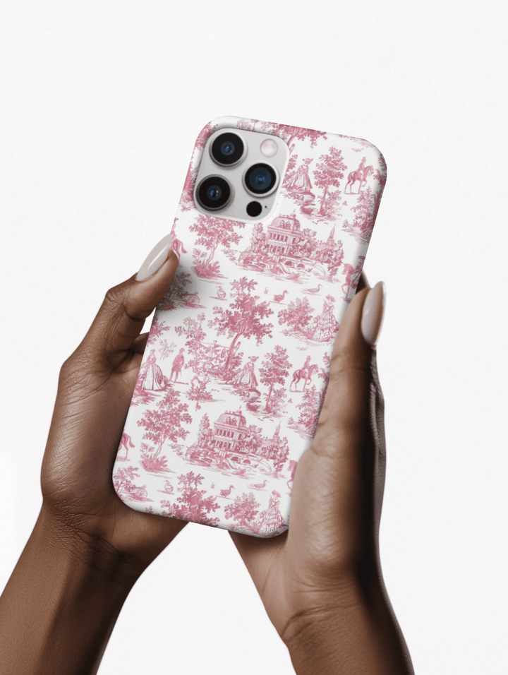 Slim Pink Vintage French Toile Cute Phone Cases for Iphone 16 Pro Max | iPhone 15 Case | iPhone 15 Pro Max Case, Iphone 14, Iphone 14 Pro Max, Iphone 13 12 11 8 7 - Studio40ParkLane
